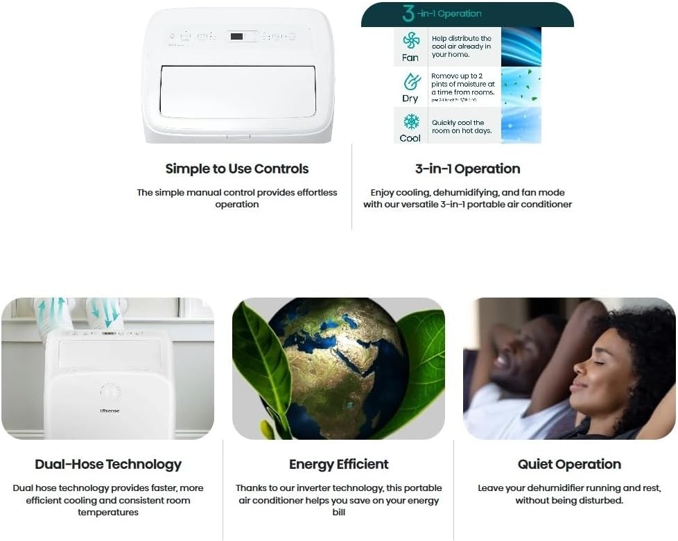 Hisense 8,000 BTU Smart Inverter Portable Air Conditioner