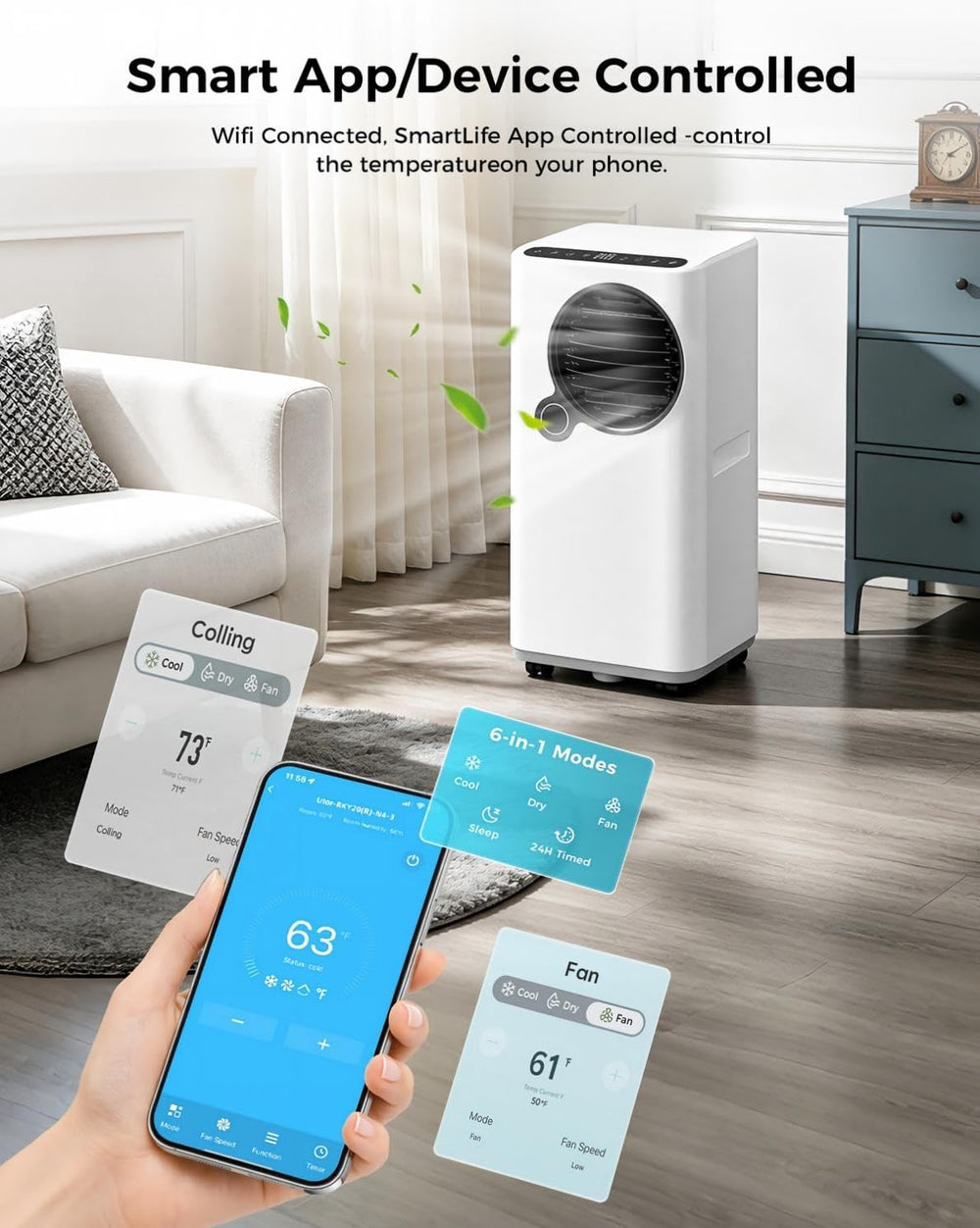 16,000 BTU Smart Portable Air Conditioner with WiFi