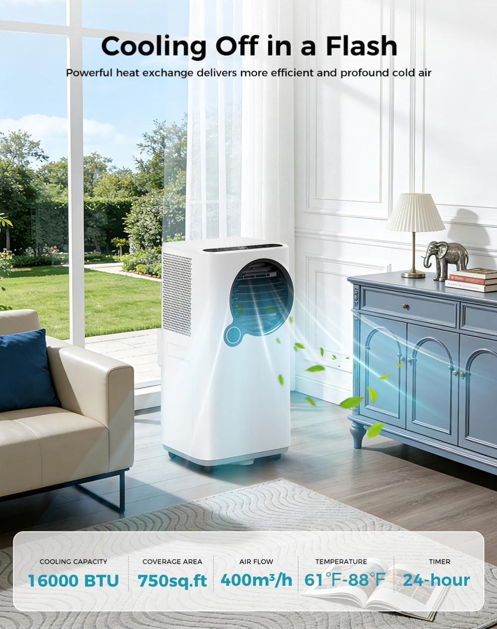 16,000 BTU Smart Portable Air Conditioner with WiFi