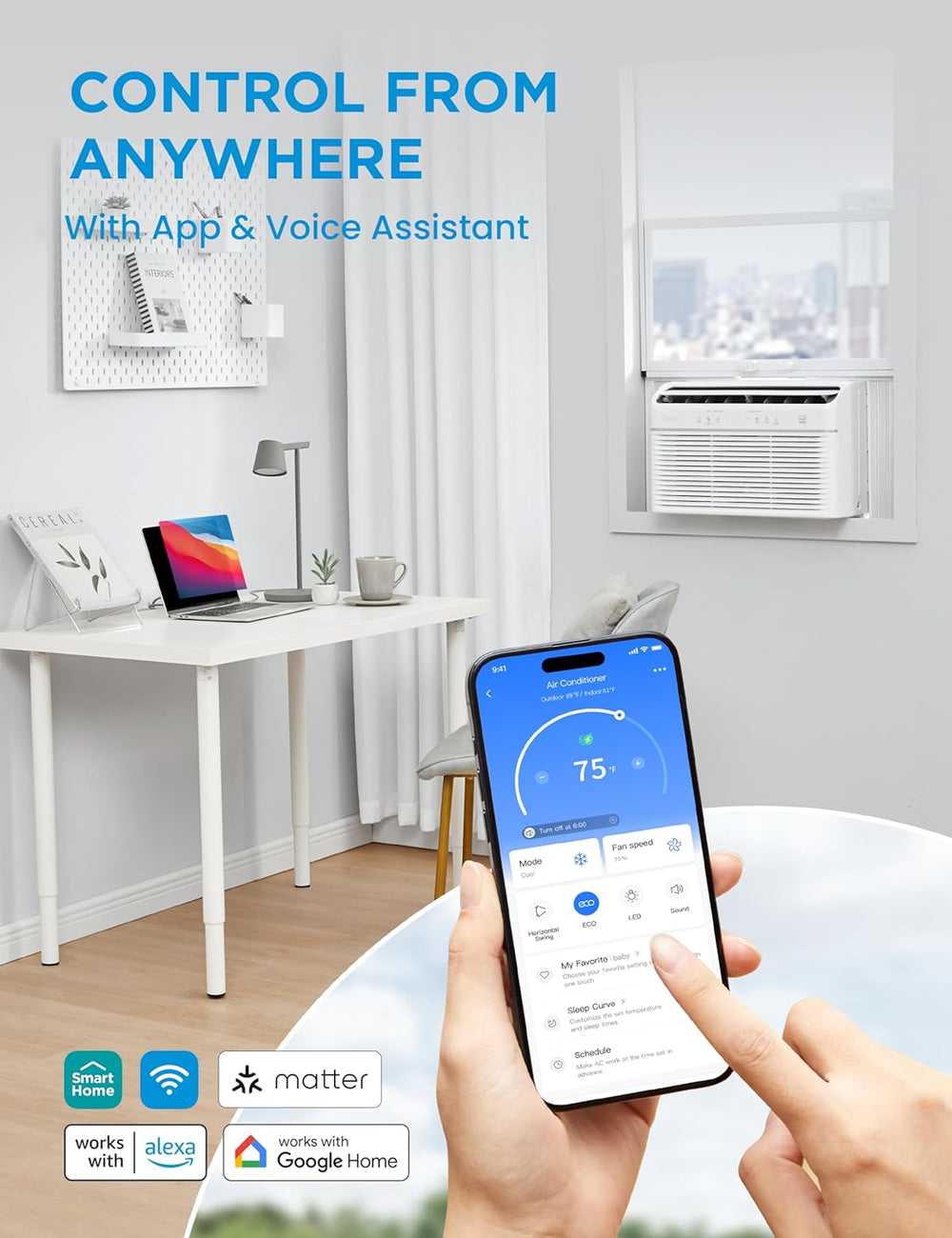 Midea 8,000 BTU Smart Inverter Air Conditioner with Heat & WiFi